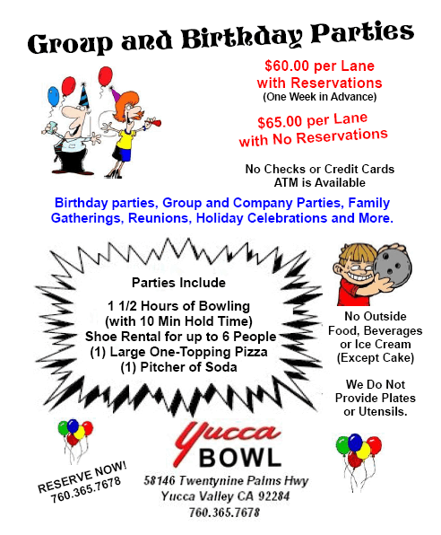 HAVE A PARTY AT YUCCA BOWL !!!
